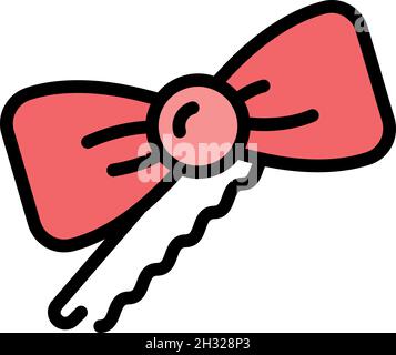Bow barrette icon. Outline bow barrette vector icon color flat isolated Stock Vector