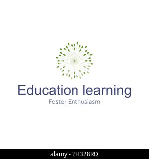 Modern education learning leaf flower symbol logo design Stock Vector