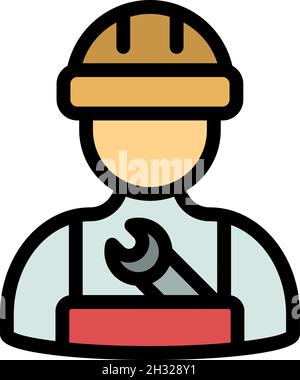 Wrench repairman icon. Outline wrench repairman vector icon color flat isolated Stock Vector
