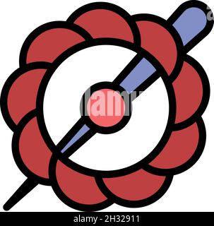 Flower barrette icon. Outline flower barrette vector icon color flat isolated Stock Vector