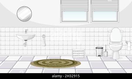 Bathroom interior design with furniture illustration Stock Vector