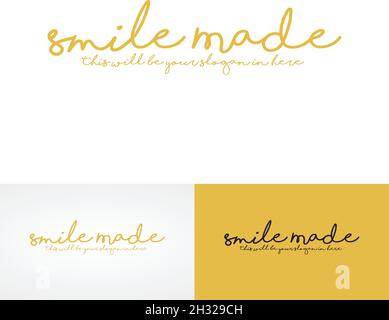 Wordmark handwritten lettering typeface smile logo design Stock Vector
