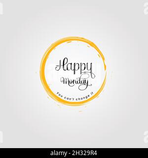 Happy wordmark lettering text circle line art logo design Stock Vector