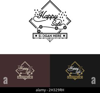 Lettering text creative happy sale with element droplet water and flower logo design Stock Vector