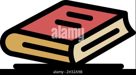 Closed book on one corner icon. Outline closed book on one corner vector icon color flat isolated Stock Vector