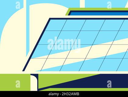 Banner with solar panels. Placard design in flat style. Stock Vector