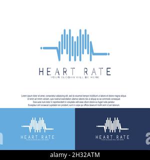 Modern heart rate diagram symbol icon flat line logo design Stock Vector