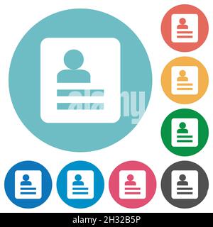 User profile solid white flat icons on color rounded square backgrounds ...