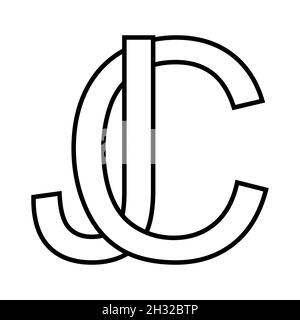 Logo sign jc cj icon sign interlaced letters c j Stock Vector