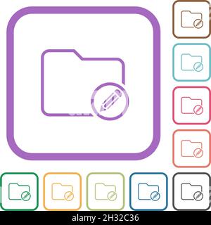 Edit directory outline simple icons in color rounded square frames on white background Stock Vector