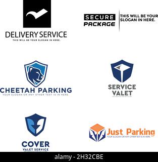 Modern parking service valet shield cheetah logo design Stock Vector