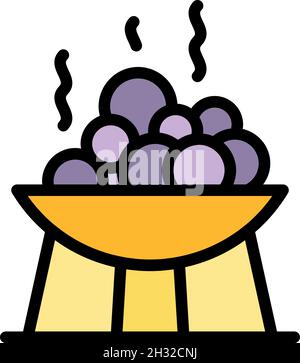 Bowl with bath stones icon. Outline bowl with bath stones vector icon color flat isolated Stock Vector