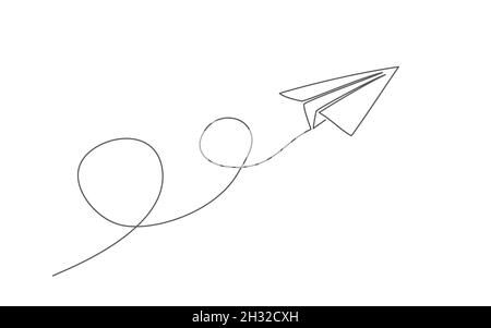 Paper plane. One line drawing. Vector paper plane in line style Stock Vector