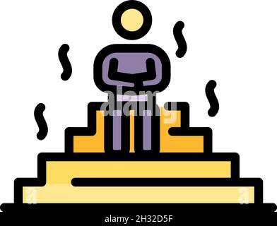 Person in the sauna icon. Outline person in the sauna vector icon color flat isolated Stock Vector