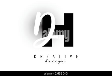 Letters HD logo with a minimalist design. Letters H and D with geometric and handwritten typography. Creative Vector Illustration with letters. Stock Vector