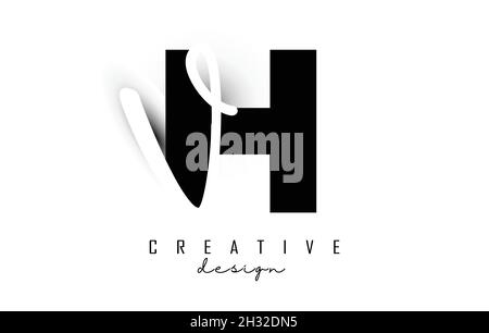 Letters HV logo with a minimalist design. Letters H and V with geometric and handwritten typography. Creative Vector Illustration with letters. Stock Vector