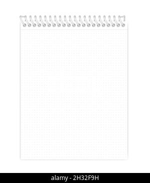 Wire bound note book with dotted tear off page. Top spiral notepad letter paper format. Vector mock-up Stock Vector