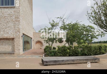 Exterior of Storey's Field Community Centre in Eddington, Cambridge. Designed by McInnes Usher McKnight Architects, 2018 Stock Photo