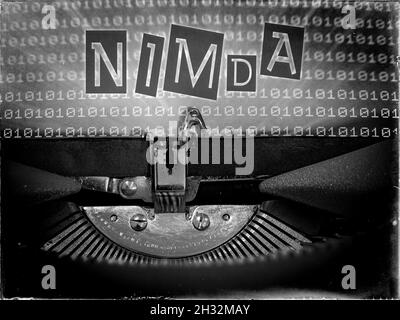 Nimda, Typewriter, Technology, Retrofuturism Stock Photo