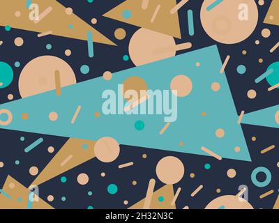 80s geometric seamless pattern in boho color palette. Abstract pastel color background. Design for brochures, banners and promotional materials. Vecto Stock Vector