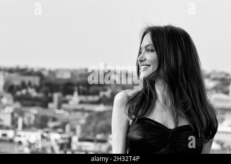 Rome, Italy. 25th Oct, 2021. The American actress Angelina Jolie poses for photographers during photocall of the film Eternals on the roof of the Hotel de la Ville in Rome. Rome (Italy), October 25th 2021Photo Samantha Zucchi Insidefoto Credit: insidefoto srl/Alamy Live News Stock Photo