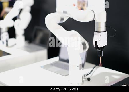 3d printer in the office close-up, exhibition of robotics Stock Photo