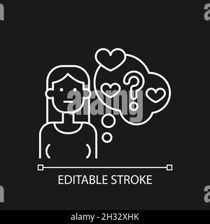 Doubting stage of relationship white linear icon for dark theme Stock Vector