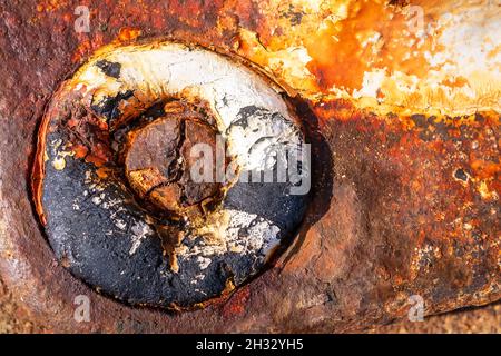Vibrant rusty old piece of metal for background display Stock Photo