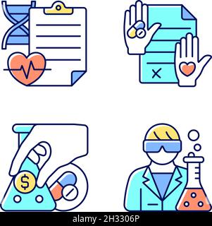 Experimental research RGB color icons set Stock Vector