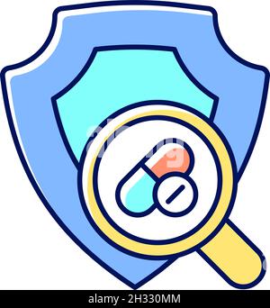 Checking safety of new drugs RGB color icon Stock Vector