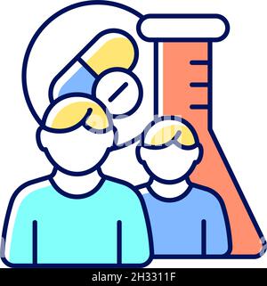 Multi-arm multi-stage trials RGB color icon Stock Vector