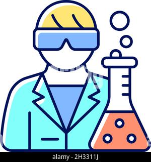 Medical researcher RGB color icon Stock Vector