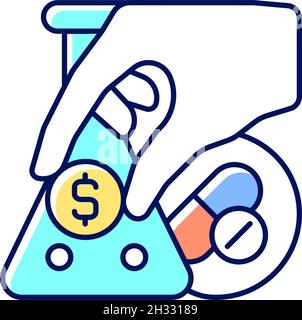 Crowdfunding for medical trials RGB color icon Stock Vector