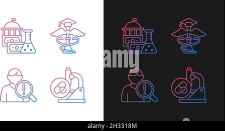 Experimental medicine gradient icons set for dark and light mode Stock Vector