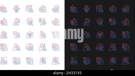 Clinical trials gradient icons set for dark and light mode Stock Vector