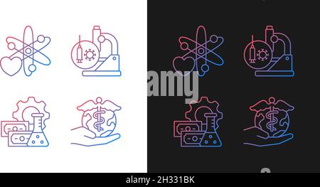 Medicine development gradient icons set for dark and light mode Stock Vector