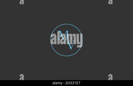 LETTERS MV LOGO DESIGN WITH NEGATIVE SPACE EFFECT FOR ILLUSTRATION USE Stock Vector