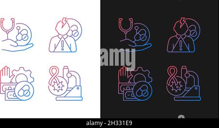 Drug-potency studies gradient icons set for dark and light mode Stock Vector