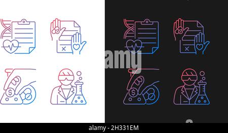 Experimental research gradient icons set for dark and light mode Stock Vector