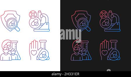 Clinical research facility gradient icons set for dark and light mode Stock Vector