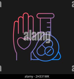 Human volunteer research gradient vector icon for dark theme Stock Vector