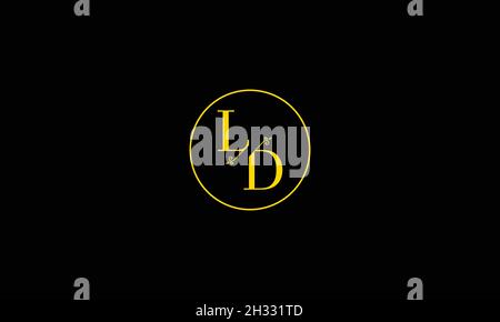 LETTERS LD LOGO DESIGN WITH NEGATIVE SPACE EFFECT FOR ILLUSTRATION USE Stock Vector