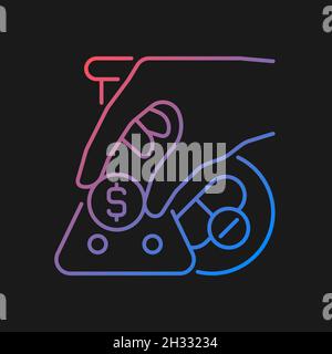 Crowdfunding for medical trials gradient vector icon for dark theme Stock Vector