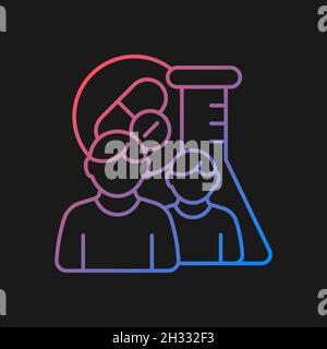 Multi-arm multi-stage trials gradient vector icon for dark theme Stock Vector