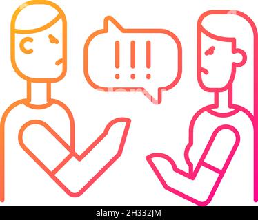 Couple criticizing each other gradient linear vector icon Stock Vector