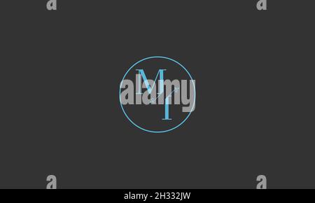 LETTERS MI LOGO DESIGN WITH NEGATIVE SPACE EFFECT FOR ILLUSTRATION USE Stock Vector