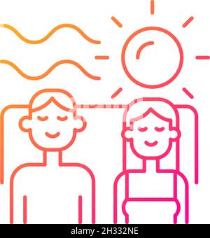 Couple spending vacation together gradient linear vector icon Stock Vector