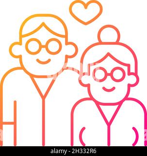 Elderly couple in love gradient linear vector icon Stock Vector