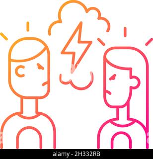 Quarreling couple gradient linear vector icon Stock Vector