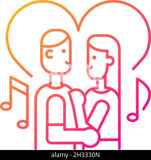 Couple dancing gradient linear vector icon Stock Vector